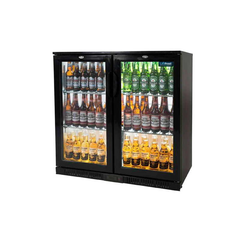 UNIFROST BC20HBE 2DR BLACK HINGED ECO BOTTLE COOLER